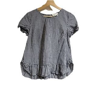 Sezane Black and White Gingham Blouse